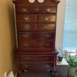 Vintage Cherry Wood Highboy Dresser