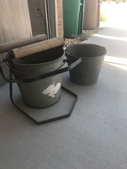 Vintage Wood Roller Wash Bucket