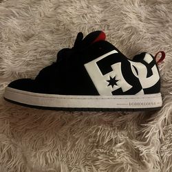 Black/white dc shoes red soles