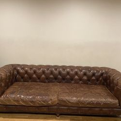 RH Restoration Hardware Tufted Leather Couch