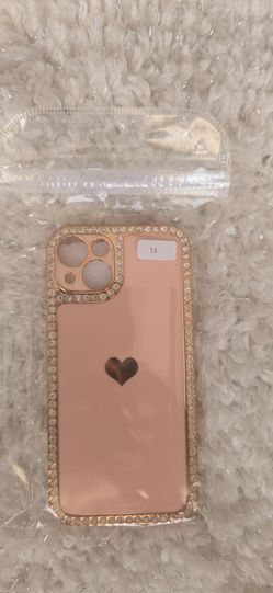 iPhone 13 Pink Rhinestone Heart Phone Case