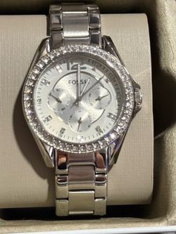Fossil Women's Silver-Tone Crystal Watch