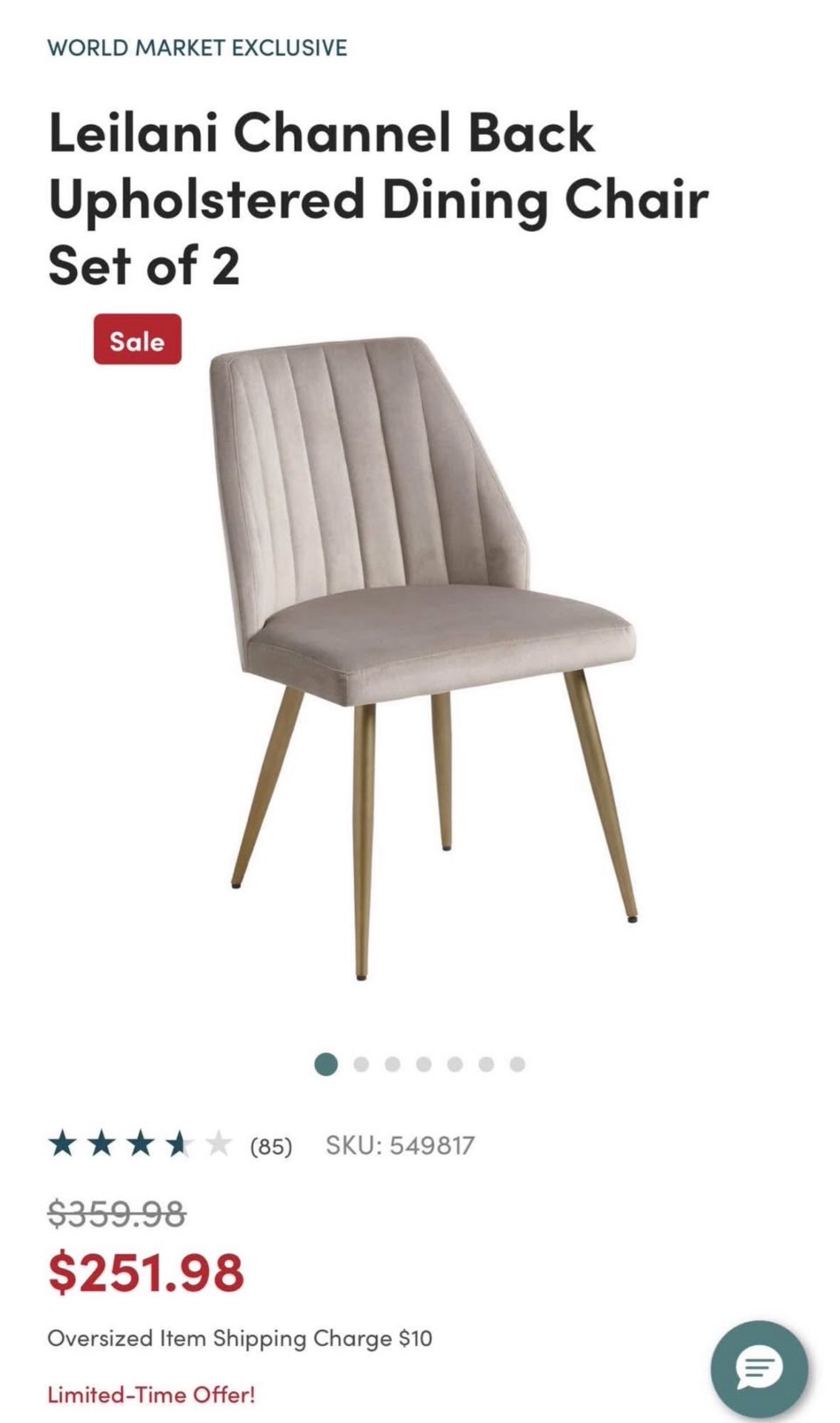 New Leilani Channel Back Upholstered Dining Chair barstool set of