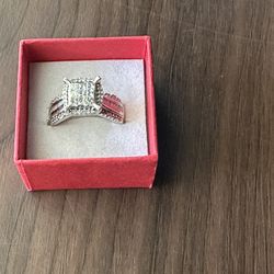 Engagement Ring 10k White Gold Diamond Size 8
