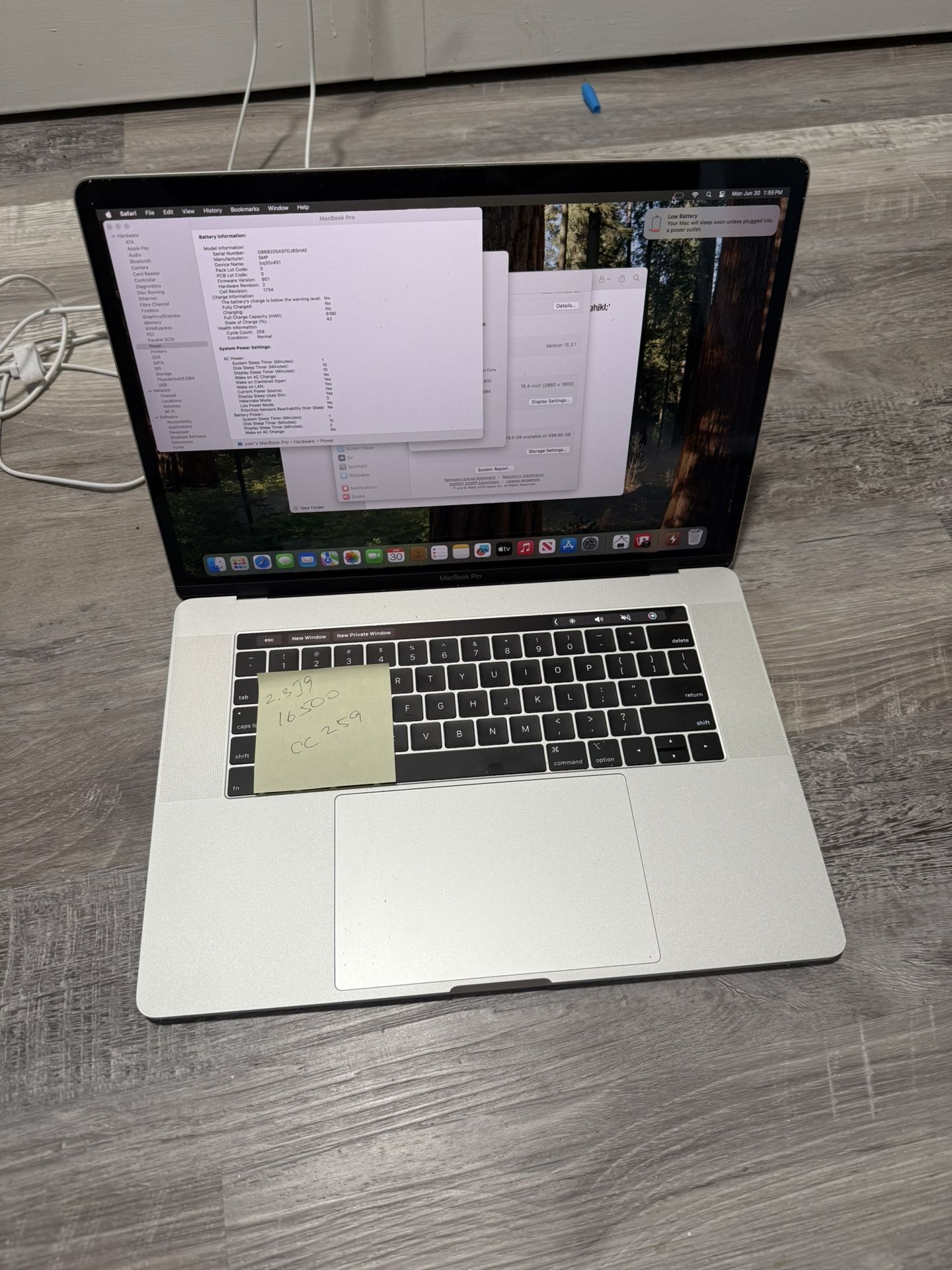 MacBook Pro 15” 2019 2.3ghz i9 -8core Processor 16gb 500gb