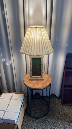 Stone Lamp With Wood Table