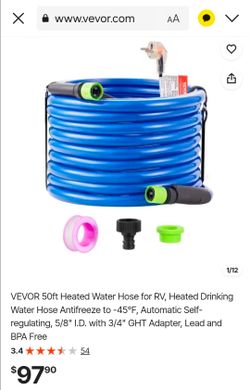 VEVOR 50ft Heated Water Hose for RV