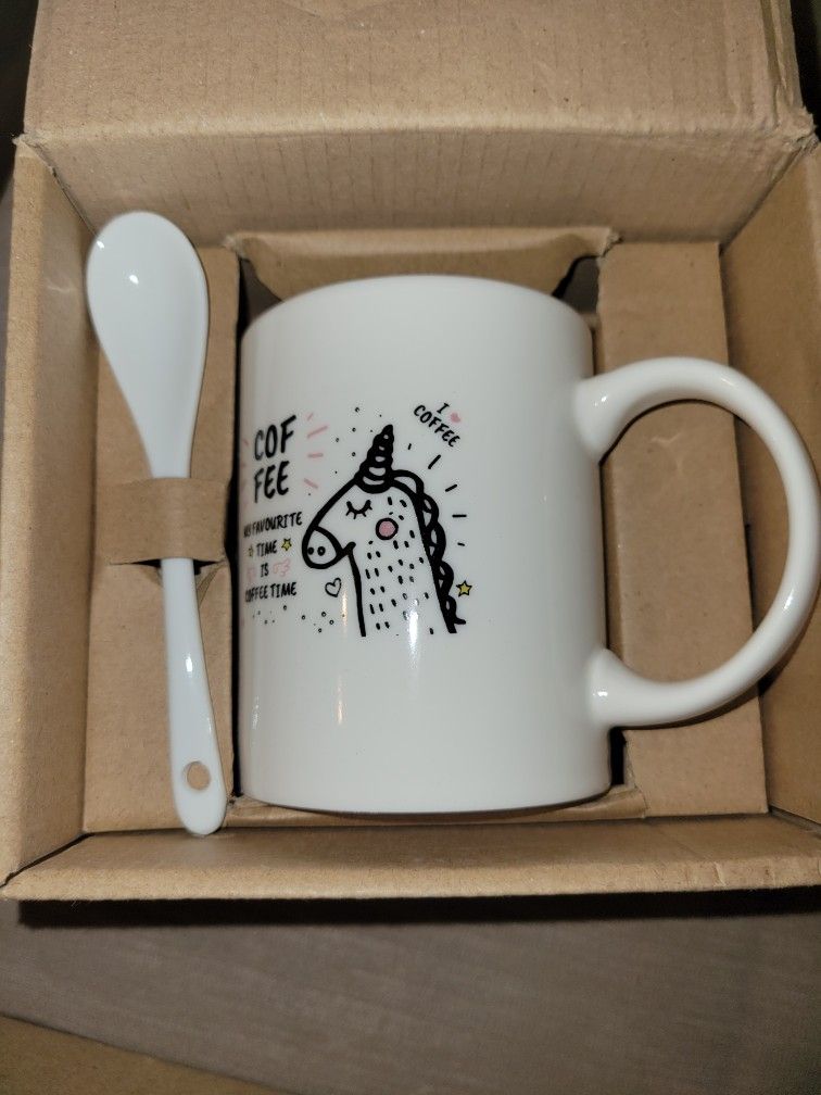 Unicorn Coffe Cup And Spoon