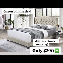 Queen Frame X Mattress X Boxspring For Only $290 🚨