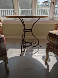 Wrought Iron & Wood Table.  Sturdy.  Good Condition.