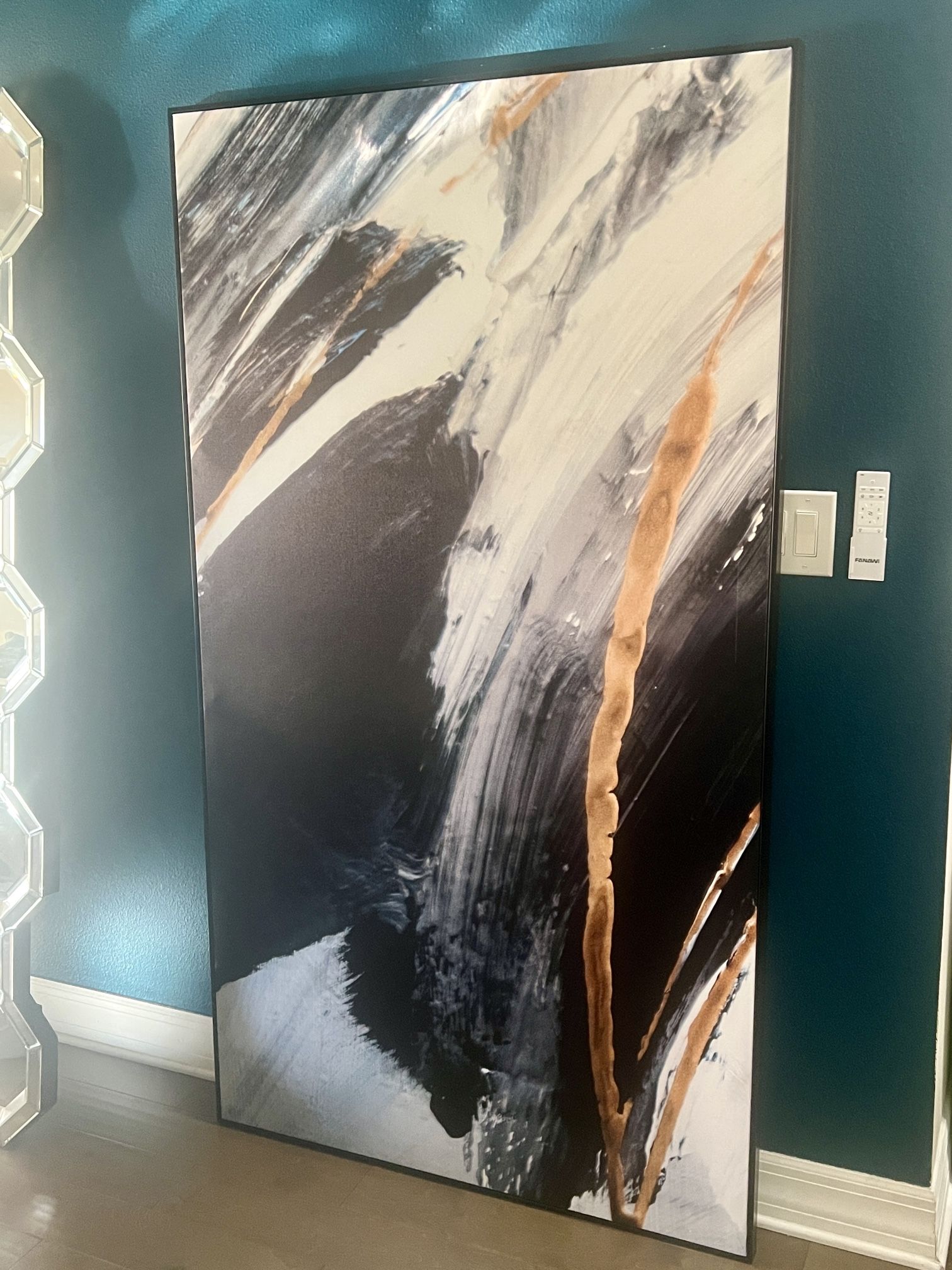 Black and White Gold Abstract Oversized Art