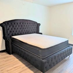 Brand New Black Velvet King And Queen Size Bed Frame W/Mattress!! Queen $699!!
