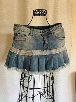 Denim Mini Skirt with Ruffle Hem