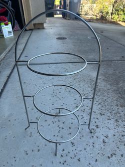 3-tier metal serving plate stand frame