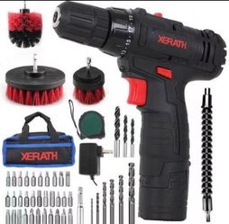 Cordless Drill/Driver Kit, 48pcs Drill Set Lithium-Ion Battery Brushes Tape Measure - 12V Max Drill 280 In-lb Torque, 18+1 Metal Clutch, 3/8" Keyless