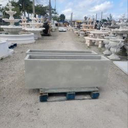 Concrete Large Rectangular Planters / Cement Stone Backyard Patio Garden Planter Pots