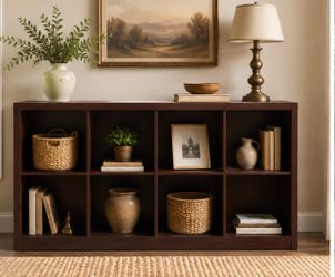 Like NEW WayFair Modern Espresso 8-Cube Bookcase / Storage Shelf Console *MAKEanOFFER*