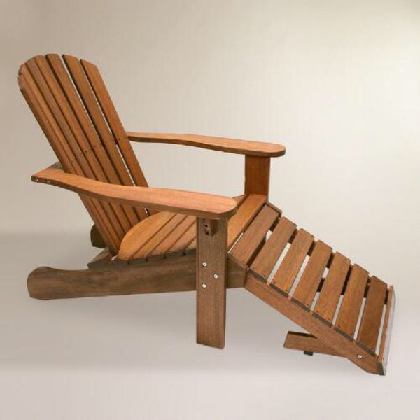 2 Handmade Wood Adirondack Chairs With Stow Away Ottoman For Sale