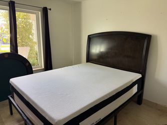 Full Size Dark Wood Headboard / Bed Frame