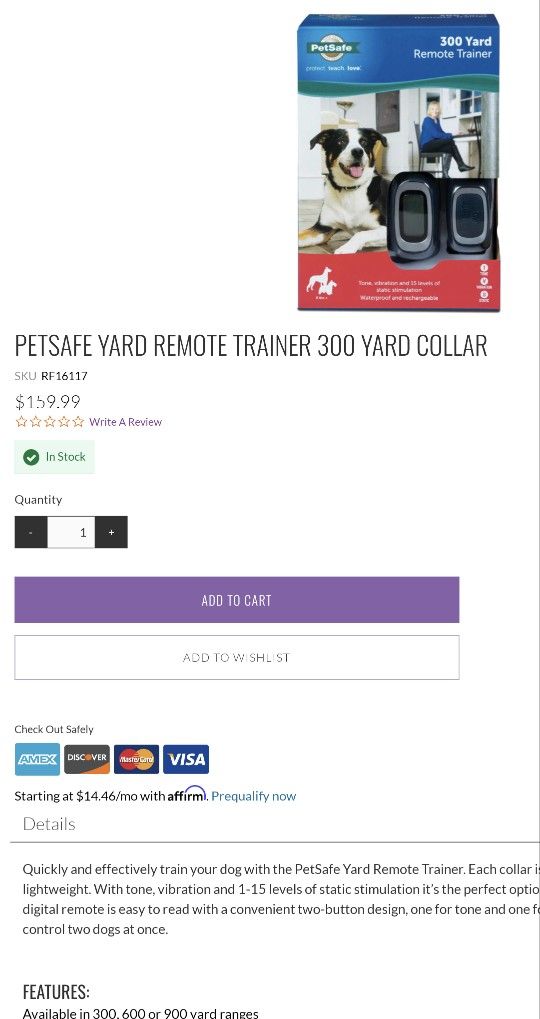 Pet Safe Remote Trainer    $100 Obo