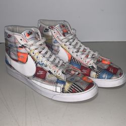 Nike 2018 Blazer Mid Patchwork Sneaker Shoe White Swoosh Black Stitch Size 11
