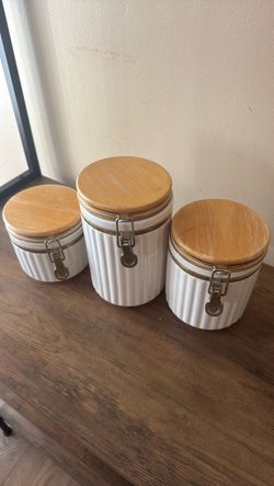 White Ceramic Canister Set of 3 vintage
