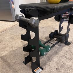 Dumbbell Storage Bench With Dumbbells