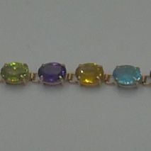 14KT YELLOW GOLD BRACELET 12.4 GRAMS MULTI COLOR STONES 8 INCHES LONG 840127-1 