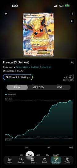 Flareon EX Full Art Pokemon Card RC28
