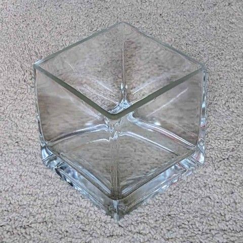 Heavy clear 4.75” square glass cube wedding flower vase centerpiece table decor