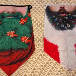 Funny Christmas Beard Mask - Novelty Gag Gift for Men - Holiday Costume Accessor