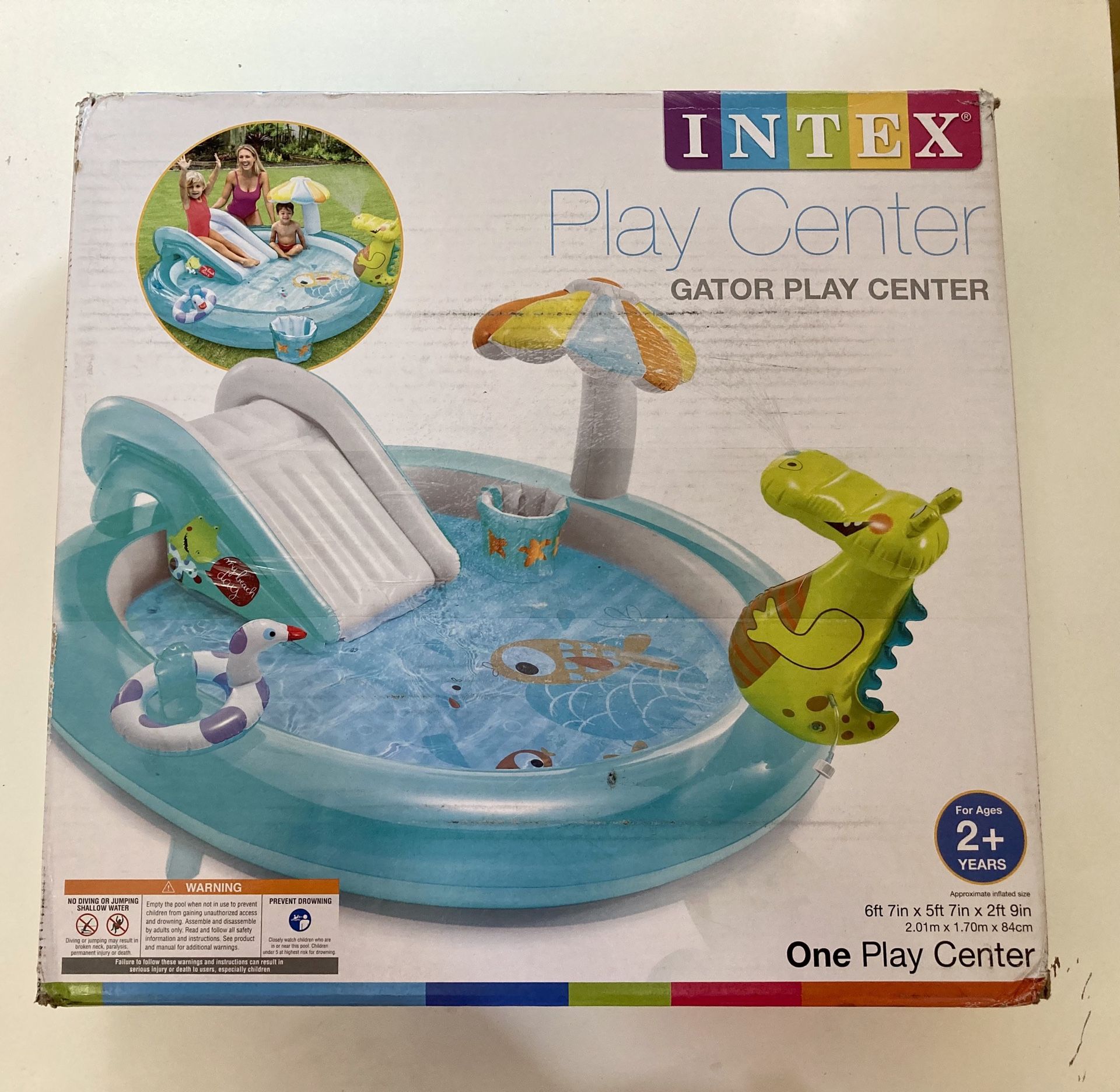 NEW IN BOX - INTEX gator pool play center with slide and sprinkler