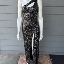 Hera Collection Black Sequin One Shoulder Dress