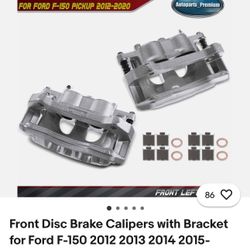 Front Disc Brake Calipers with Bracket for Ford F-150 2012 2013 2014 2015- 2020 
