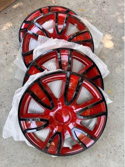 Black and red 14” hubcaps wheel rim covers