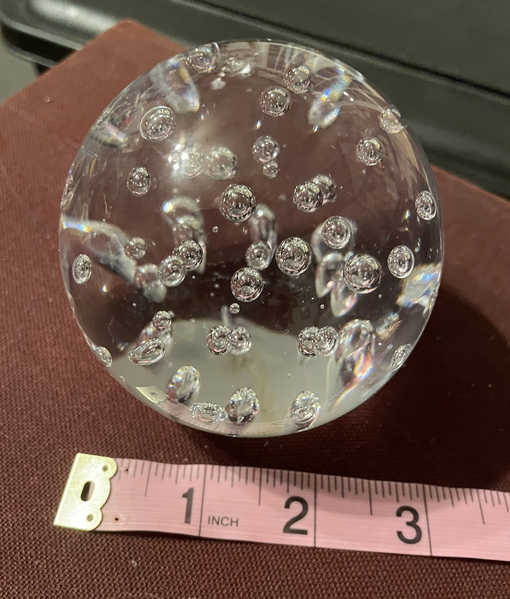 Paperweight Solid Glass With Air Bubbles In Middle