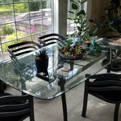 Modern Glass Table And 4 Chairs