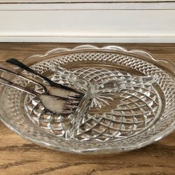 Vintage Cut Glass 3-section Relish Dish