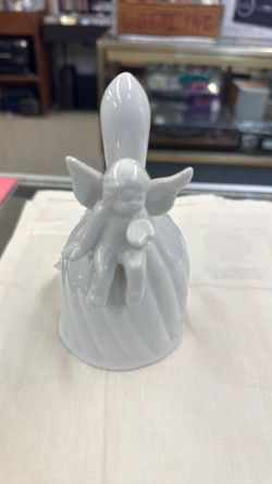 White Porcelain Angel Bell Figurine