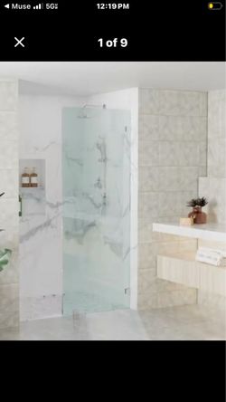 34 in. W x 76 in. H Frameless Fixed Panel Shower Door