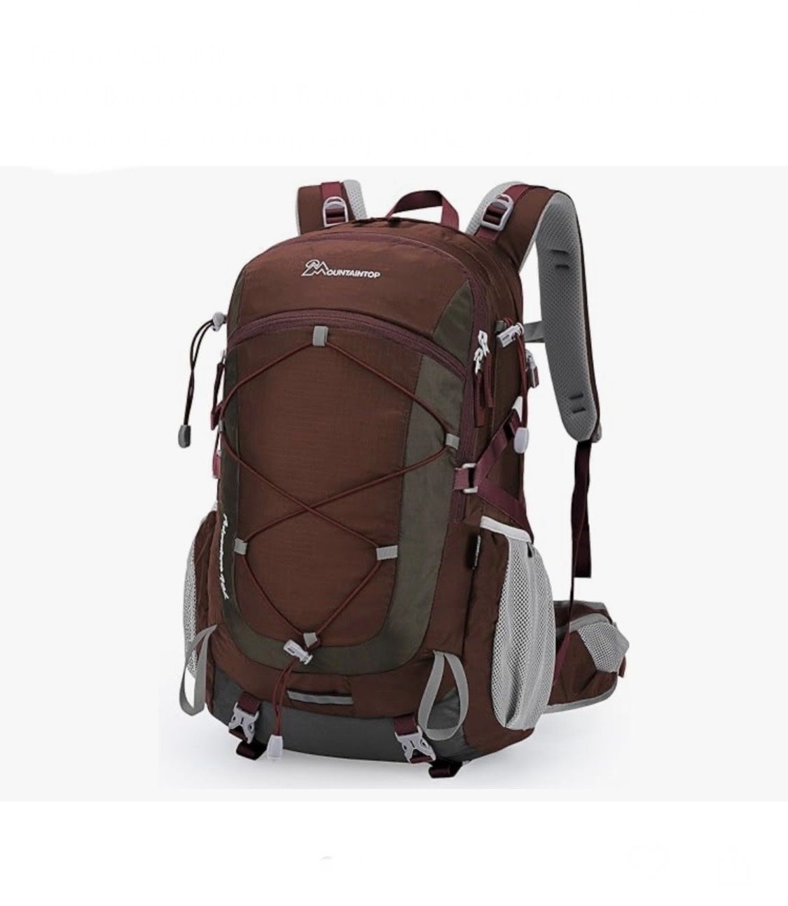 Mountaintop 40L Hiking Backpack Travel Daypack with Rain Cover for Outdoor Backpacking, Camping(Maroon)
