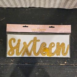 Amscan Sweet Sixteen Glitter Gold Table Centerpiece, NEW