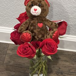 Brand New Bear Red Roses Valentine