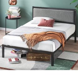 ZINUS Korey Metal Platform Bed Frame with Upholstered Headboard, Wood Slat Support, No Box Spring, Easy Assembly, King