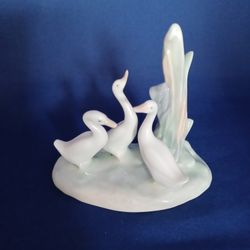 LLADRO NAO THREE 3 GEESE GOOSE DUCK BIRD FINE PORCELAIN FIGURINE