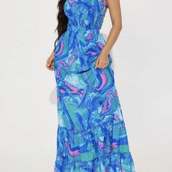 Fashion Nova Maxi Dress / Vestido Azul Largo Fashion Nova