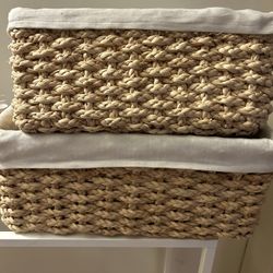 Still Available!  Not Sold - 2 Interwoven Baskets With Cotton Liners