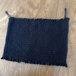 GARAGE Women’s Black Stretchable Smocked 100% Cotton Tube Crop Top Junior Size M