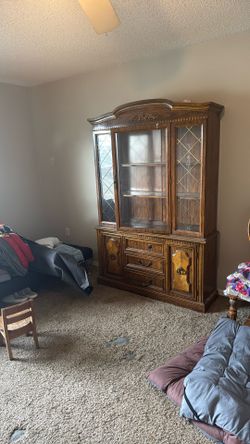Large China Cabinet, Strong, Oak Wood