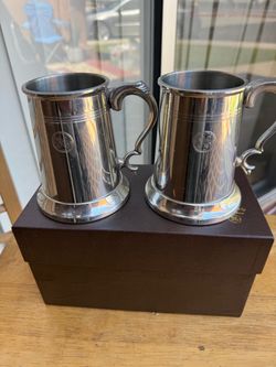 Vintage jostens pewter GE mugs set